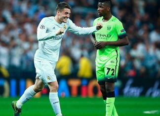Mateo Kovacic of Real Madrid celebrates during the UEFA Champions League semi final, second leg match between Real Madrid and Manchester City FC at Estadio Santiago Bernabeu on May 4, 2016 in Madrid, Spain. (Photo by Gonzalo Arroyo Moreno/Getty Images)