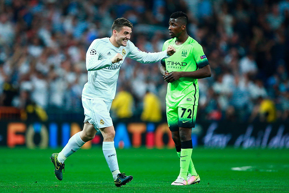 Mateo Kovacic of Real Madrid celebrates during the UEFA Champions League semi final, second leg match between Real Madrid and Manchester City FC at Estadio Santiago Bernabeu on May 4, 2016 in Madrid, Spain. (Photo by Gonzalo Arroyo Moreno/Getty Images)
