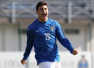 Riccardo Orsolini celebrates after scoring during the Four Nations Tourmament match between Italy U20 and Poland U20 on the 6th of October 2016. (Photo by Getty Images/Getty Images)