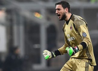 Gianluigi Donnarumma during Milan-Fiorentina at Stadio San Siro on February 19, 2017. (MIGUEL MEDINA/AFP/Getty Images)