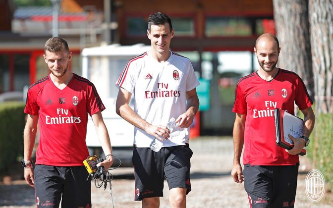 Nikola Kalinić at training center Milanello on the 21st of August, 2017. (@acmilan.com)