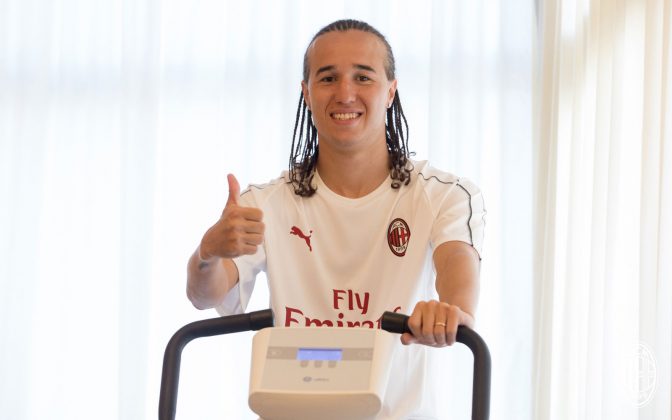 Diego Laxalt at La Madonnina Clinic on August 16, 2018. (@acmilan.com)
