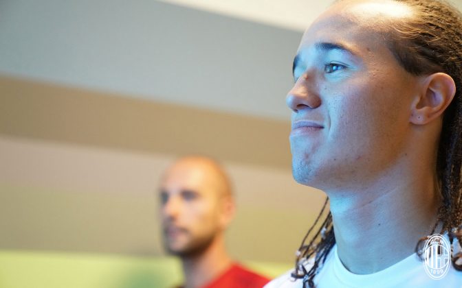 Diego Laxalt at training center Milanello on August 17, 2018. (@acmilan.com)