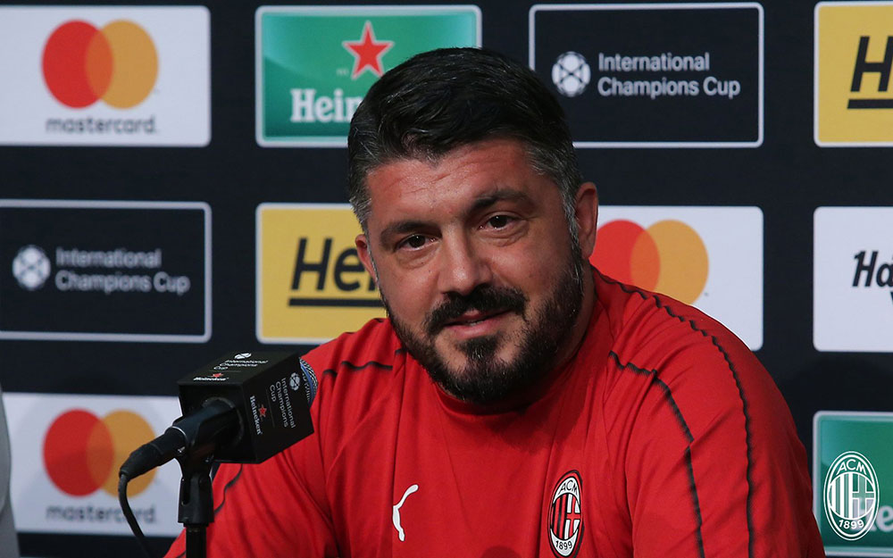 Gennaro Gattuso during a press conference in the United States. (@acmilan.com)
