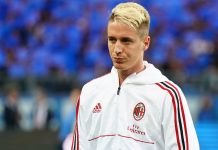 Andrea Conti before Atalanta-Milan at Stadio Atleti Azzurri d'Italia on May 13, 2018. (@acmilan.com)