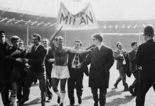 Milan players and fans celebrating their victory over Benfica in the European Cup Final at Wembley on May 22, 1963. (Photo by Evening Standard/Getty Images)