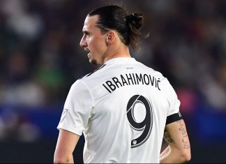 Zlatan Ibrahimović during LA Galaxy-Atlanta United at StubHub Tennis Center on April 21, 2018. (FREDERIC J. BROWN/AFP/Getty Images)
